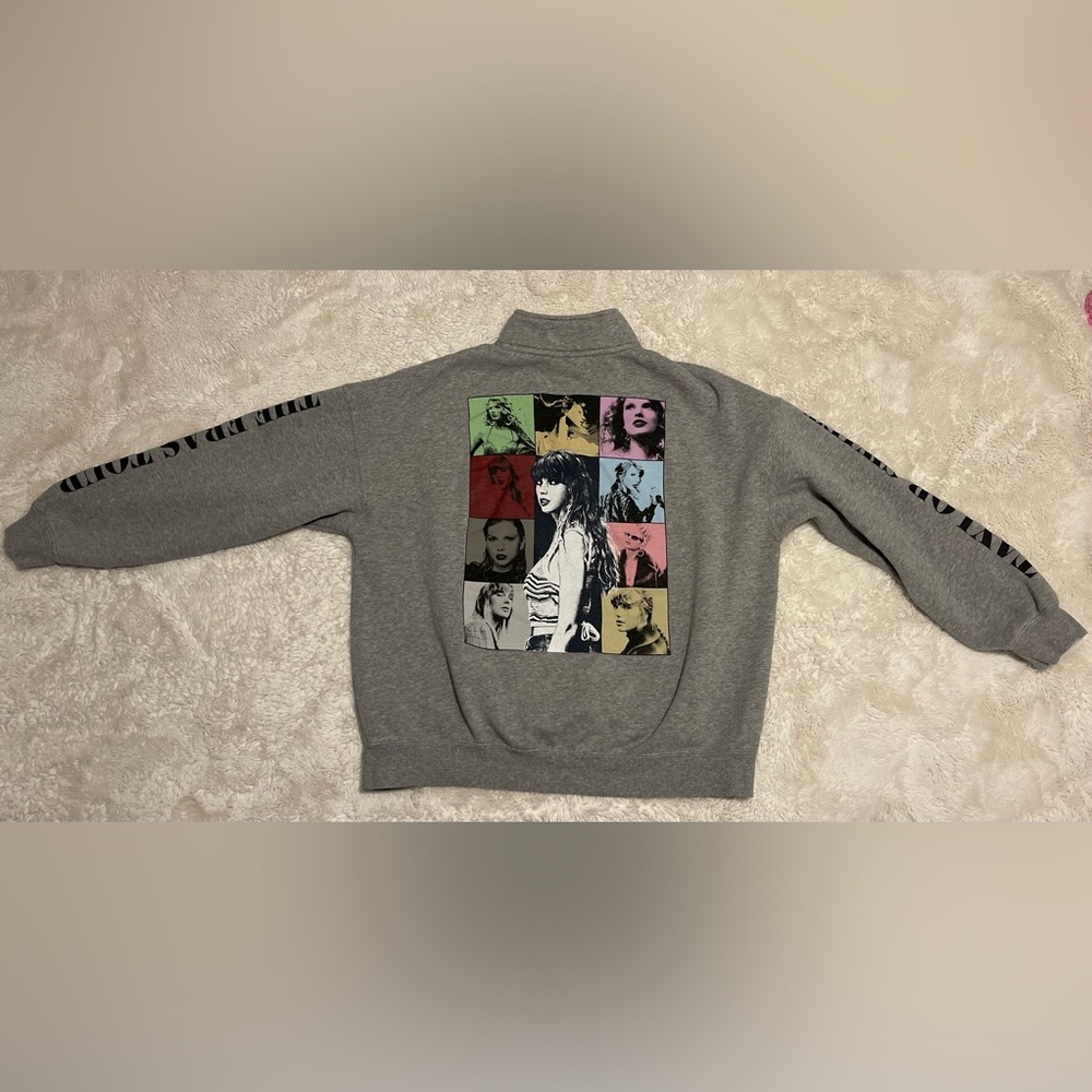 Taylor Swift The Eras Tour 1/4 Zip Fleece Pullover Sweatshirt Gray Official Sz M